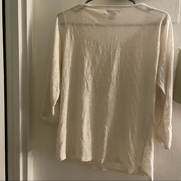 Lucky Brand Split Neck Top - 100% Cotton - 3/4 Sleeves - Picture 2 of 4